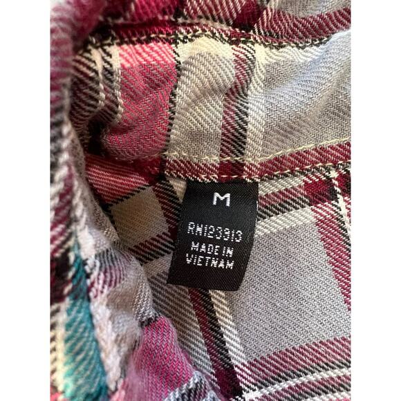 Superbad Shirt Pink Gray Aqua Flannel Button Up Shirt M - Picture 10 of 11